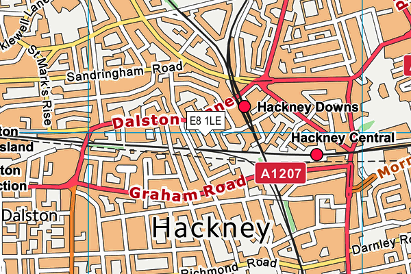 E8 1LE map - OS VectorMap District (Ordnance Survey)