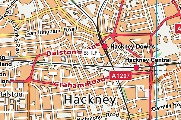 E8 1LF map - OS VectorMap District (Ordnance Survey)