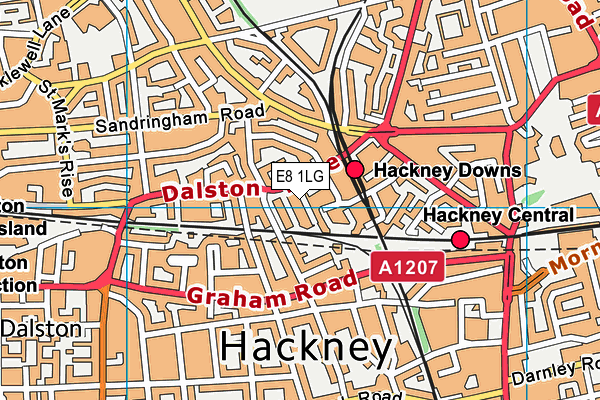 E8 1LG map - OS VectorMap District (Ordnance Survey)