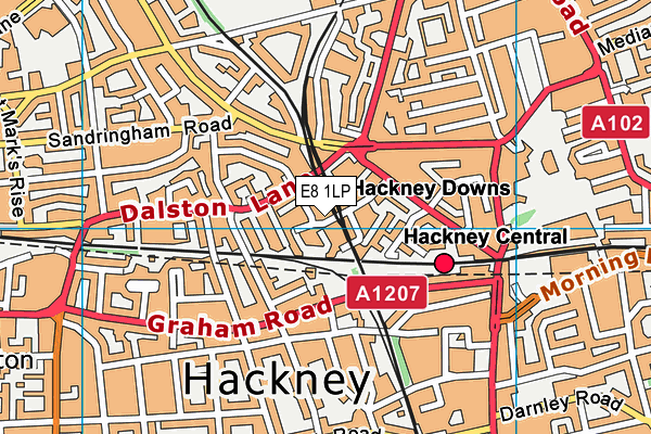 E8 1LP map - OS VectorMap District (Ordnance Survey)