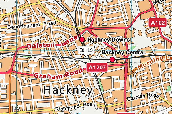 E8 1LS map - OS VectorMap District (Ordnance Survey)
