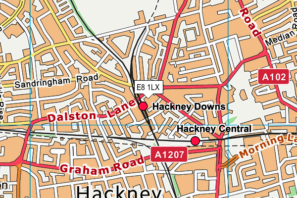E8 1LX map - OS VectorMap District (Ordnance Survey)