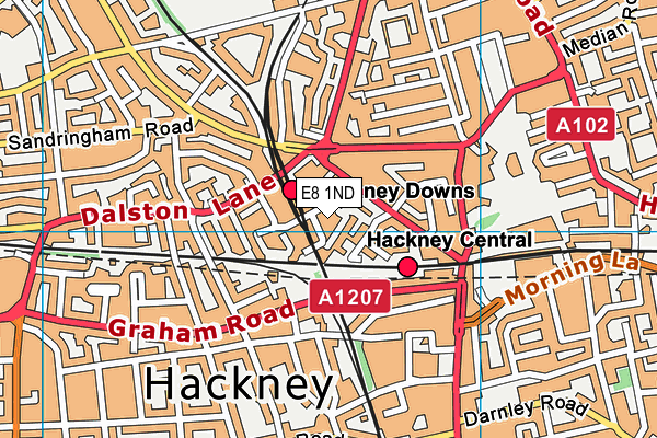 E8 1ND map - OS VectorMap District (Ordnance Survey)