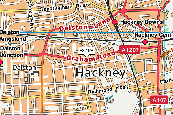 E8 1PB map - OS VectorMap District (Ordnance Survey)