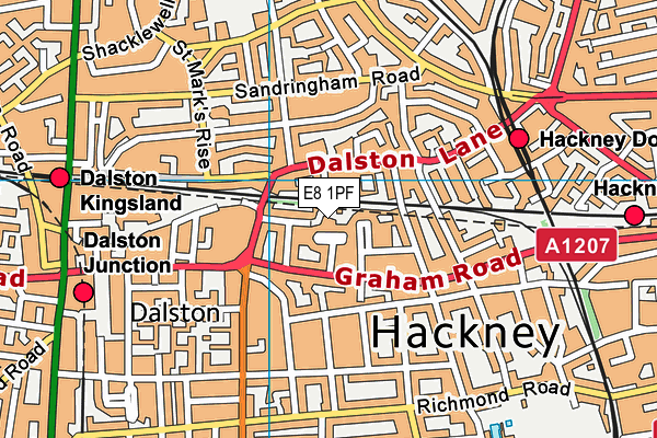 E8 1PF map - OS VectorMap District (Ordnance Survey)