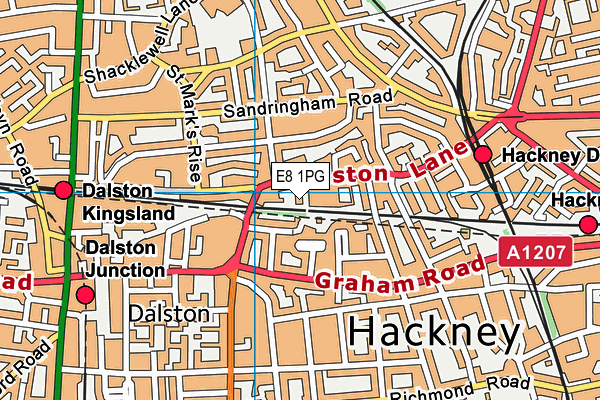 E8 1PG map - OS VectorMap District (Ordnance Survey)