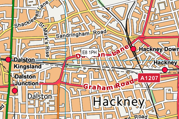 E8 1PH map - OS VectorMap District (Ordnance Survey)