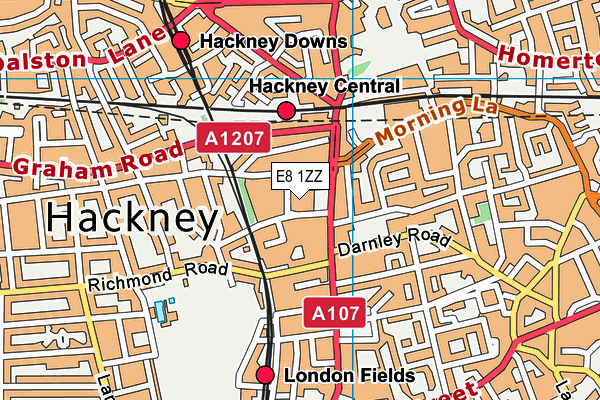 E8 1ZZ map - OS VectorMap District (Ordnance Survey)