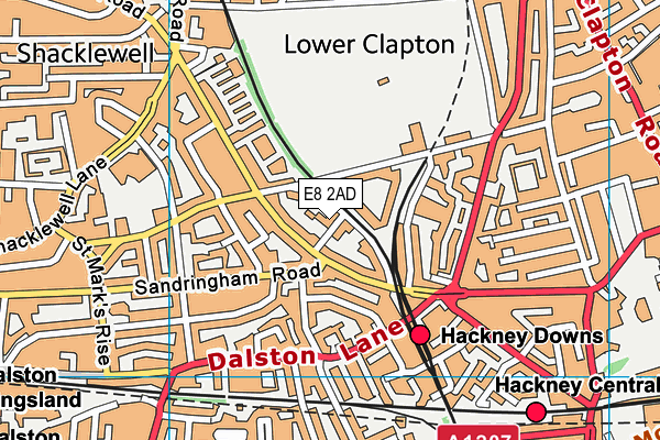 E8 2AD map - OS VectorMap District (Ordnance Survey)