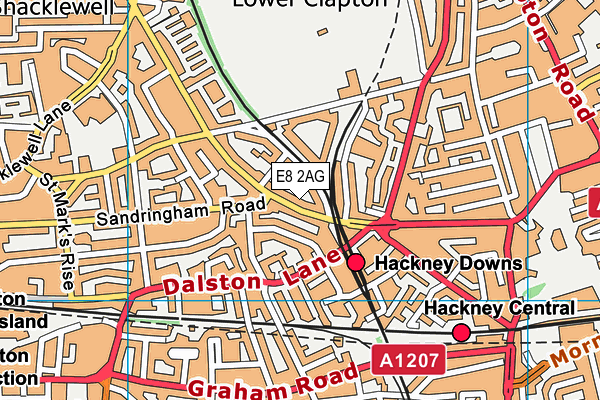 E8 2AG map - OS VectorMap District (Ordnance Survey)