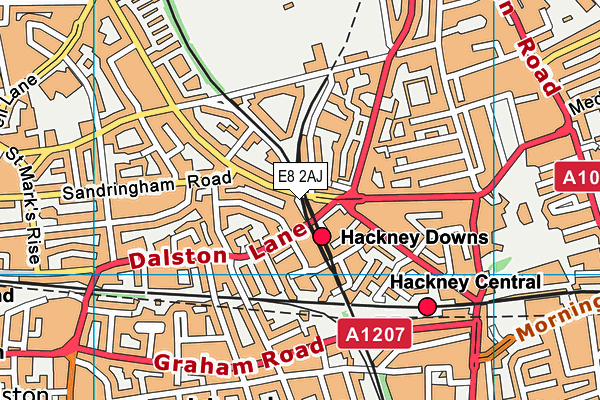 E8 2AJ map - OS VectorMap District (Ordnance Survey)