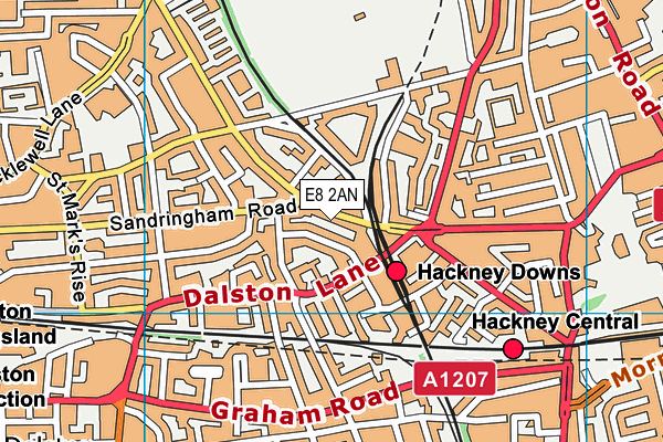 E8 2AN map - OS VectorMap District (Ordnance Survey)