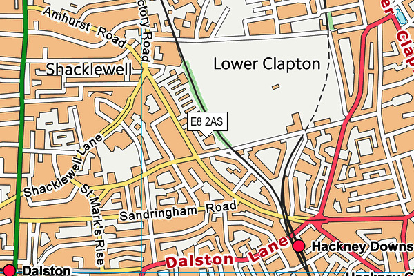 E8 2AS map - OS VectorMap District (Ordnance Survey)