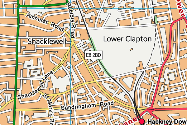 E8 2BD map - OS VectorMap District (Ordnance Survey)