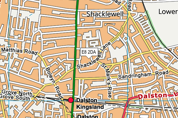 E8 2DA map - OS VectorMap District (Ordnance Survey)