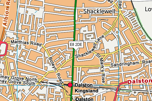 E8 2DE map - OS VectorMap District (Ordnance Survey)