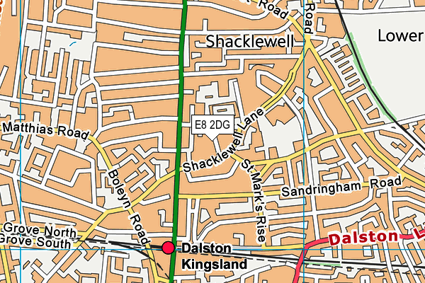 E8 2DG map - OS VectorMap District (Ordnance Survey)