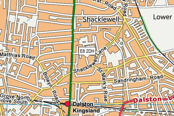 E8 2DH map - OS VectorMap District (Ordnance Survey)