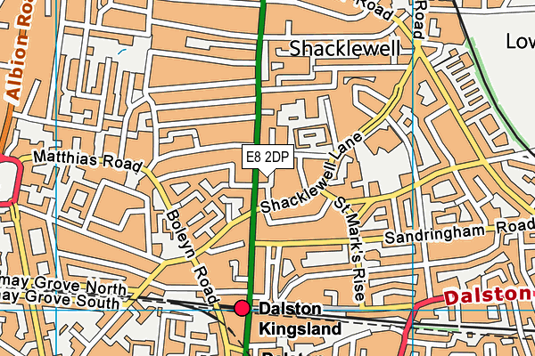 E8 2DP map - OS VectorMap District (Ordnance Survey)