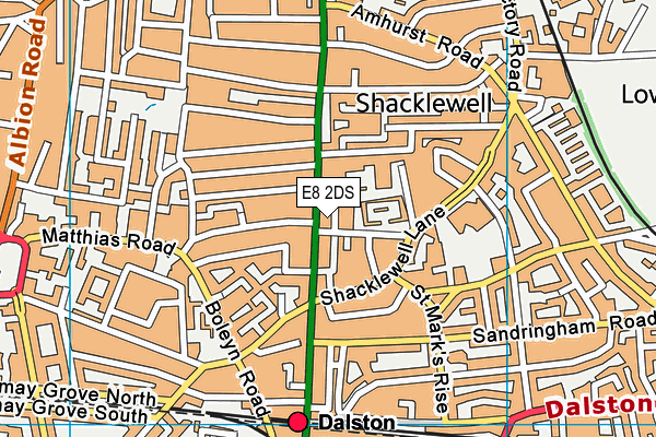 E8 2DS map - OS VectorMap District (Ordnance Survey)