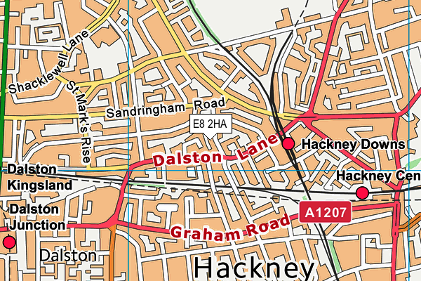 E8 2HA map - OS VectorMap District (Ordnance Survey)