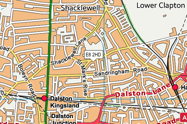 E8 2HD map - OS VectorMap District (Ordnance Survey)