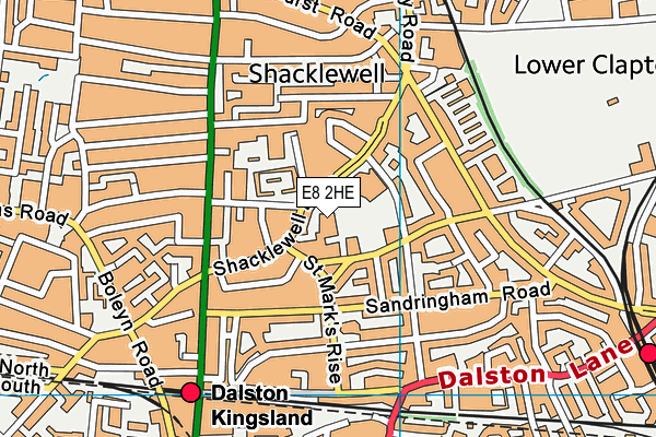 E8 2HE map - OS VectorMap District (Ordnance Survey)