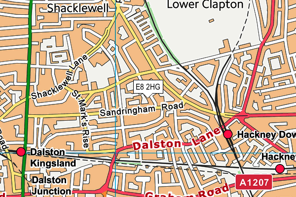 E8 2HG map - OS VectorMap District (Ordnance Survey)