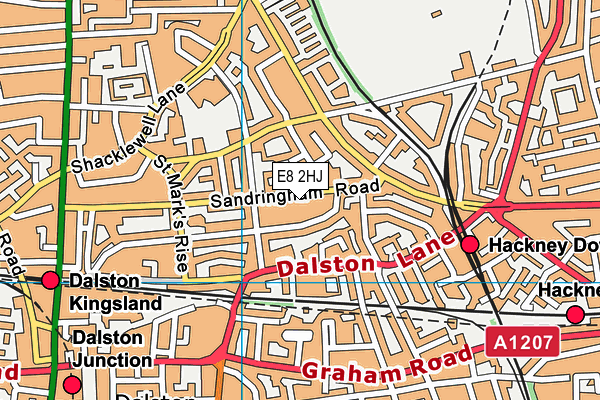 E8 2HJ map - OS VectorMap District (Ordnance Survey)