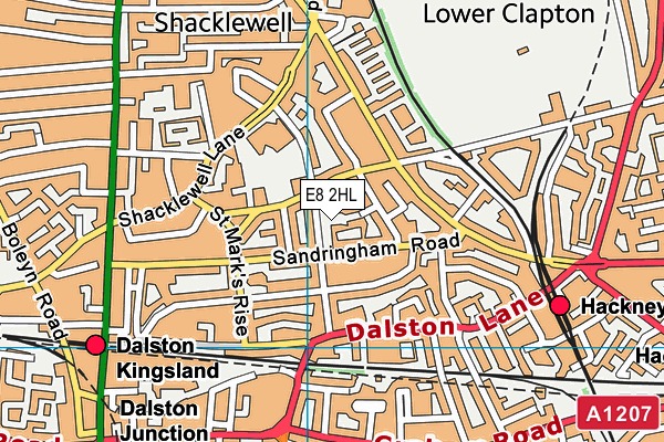 E8 2HL map - OS VectorMap District (Ordnance Survey)