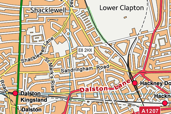 E8 2HX map - OS VectorMap District (Ordnance Survey)