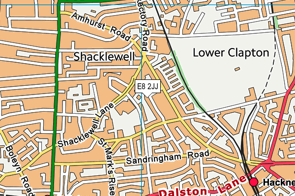 E8 2JJ map - OS VectorMap District (Ordnance Survey)