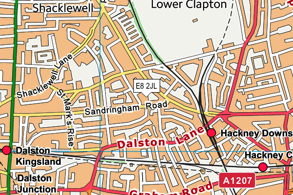 E8 2JL map - OS VectorMap District (Ordnance Survey)