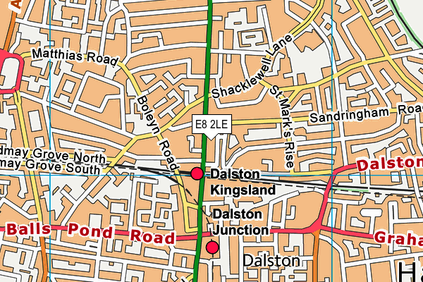 E8 2LE map - OS VectorMap District (Ordnance Survey)