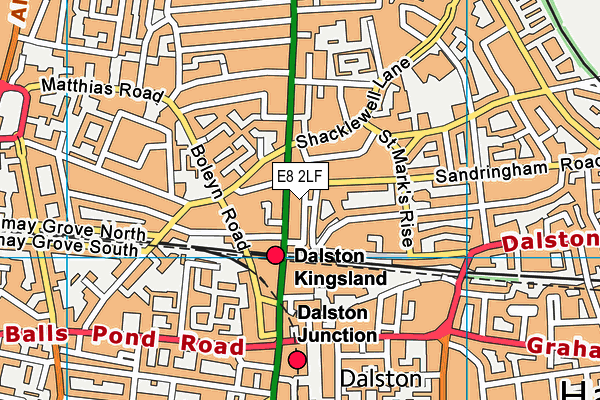 E8 2LF map - OS VectorMap District (Ordnance Survey)