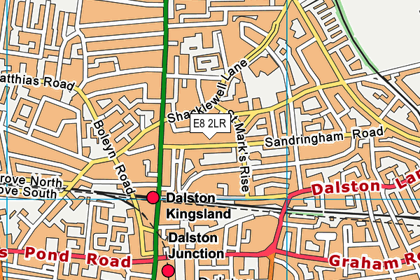 E8 2LR map - OS VectorMap District (Ordnance Survey)