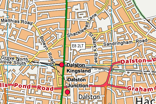 E8 2LT map - OS VectorMap District (Ordnance Survey)