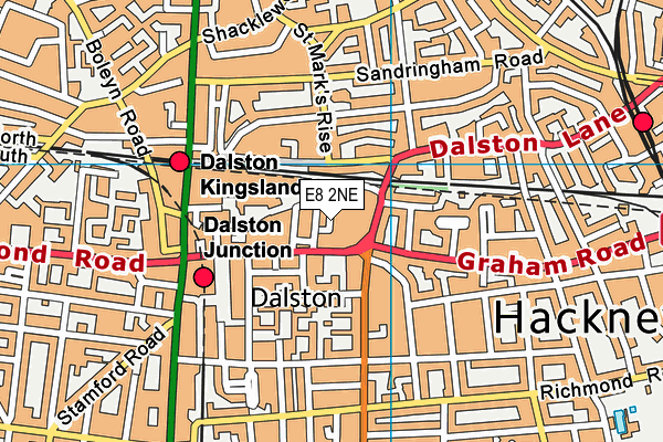 E8 2NE map - OS VectorMap District (Ordnance Survey)