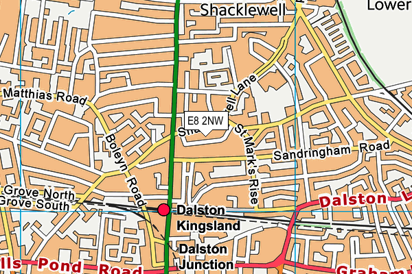 E8 2NW map - OS VectorMap District (Ordnance Survey)