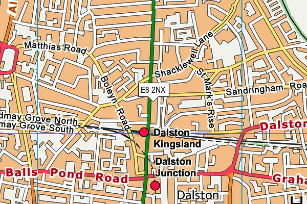 E8 2NX map - OS VectorMap District (Ordnance Survey)