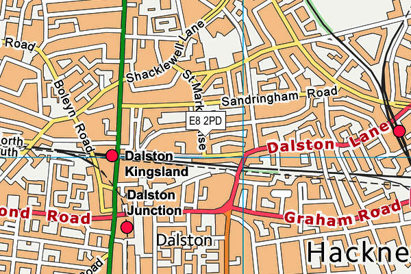 E8 2PD map - OS VectorMap District (Ordnance Survey)