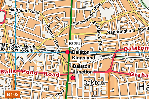 E8 2PJ map - OS VectorMap District (Ordnance Survey)