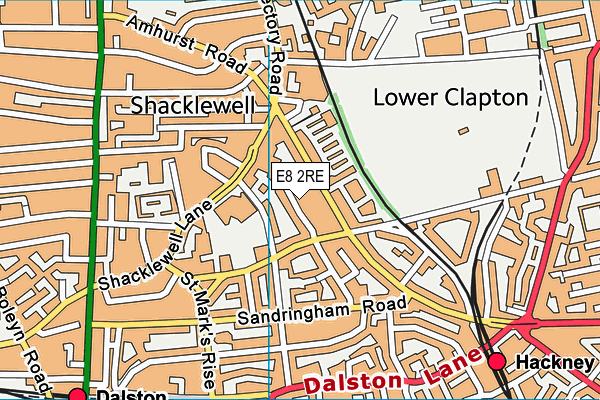 E8 2RE map - OS VectorMap District (Ordnance Survey)