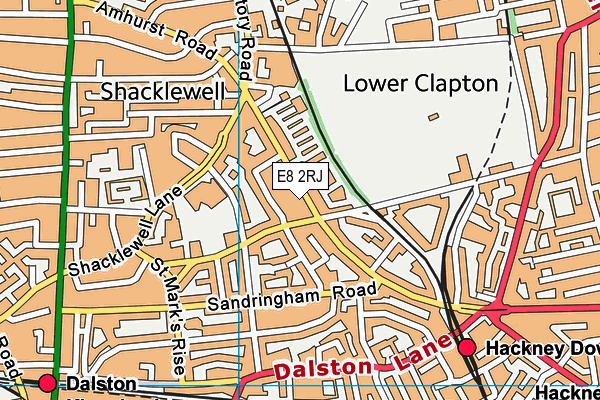 E8 2RJ map - OS VectorMap District (Ordnance Survey)