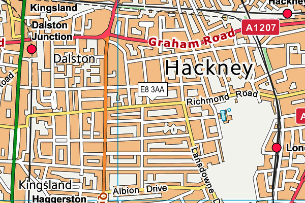 E8 3AA map - OS VectorMap District (Ordnance Survey)