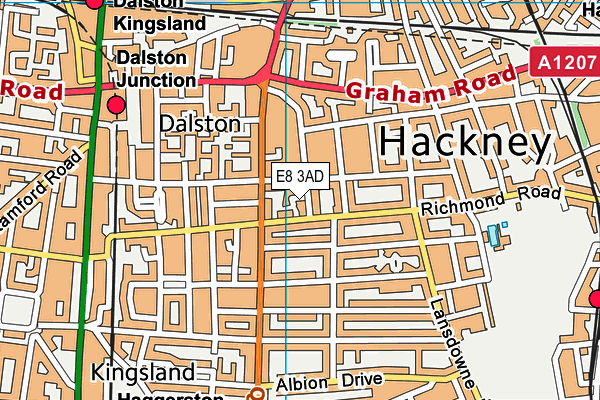 E8 3AD map - OS VectorMap District (Ordnance Survey)