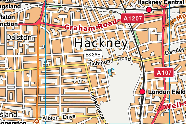 E8 3AE map - OS VectorMap District (Ordnance Survey)