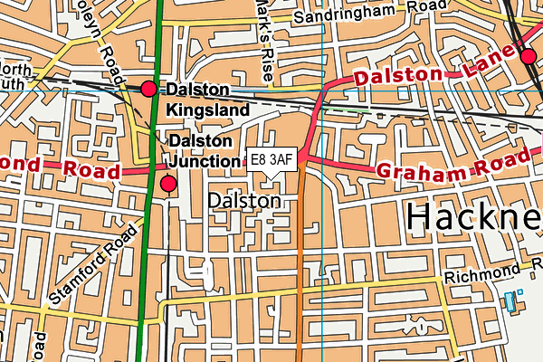 E8 3AF map - OS VectorMap District (Ordnance Survey)