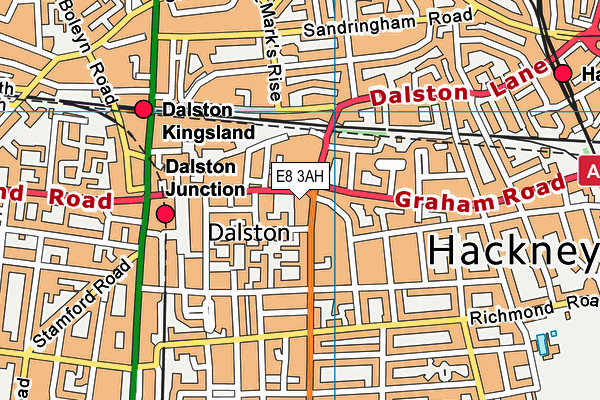 E8 3AH map - OS VectorMap District (Ordnance Survey)