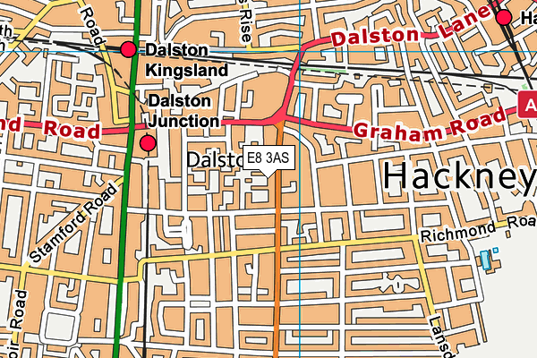 E8 3AS map - OS VectorMap District (Ordnance Survey)